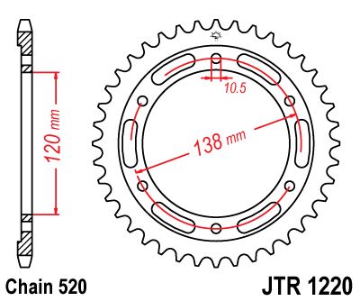 Řetězová rozeta JT JTR 1220-38 38 zubů, 520