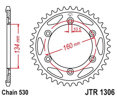 Řetězová rozeta JT JTR 1306-40ZBK 40 zubů, 530 Černý zinek