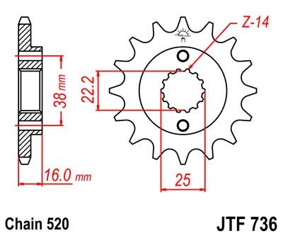 Řetězové kolečko JT JTF 736-13 13 zubů, 520