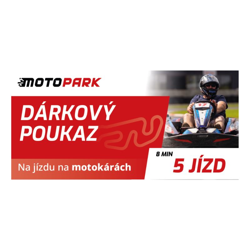 Dárkový poukaz MOTOPARK na 5 jízd v motokáře (8 minut)