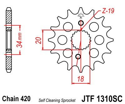 Řetězové kolečko JT JTF 1310-15SC 15 zubů, 420 Samočistící, Nízká hmotnost