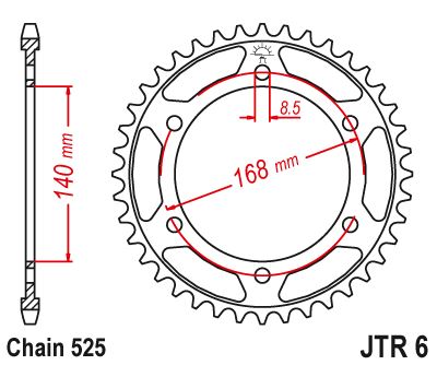 Řetězová rozeta JT JTR 6-47 47 zubů, 525