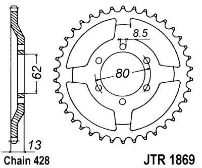 Řetězová rozeta JT JTR 1869-45 45 zubů, 428