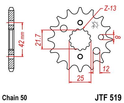 Řetězové kolečko JT JTF 519-15 15 zubů, 530