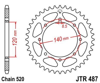 Řetězová rozeta JT JTR 487-47 47 zubů, 520