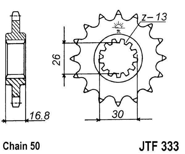 Řetězové kolečko JT JTF 333-16RB 16 zubů, 530