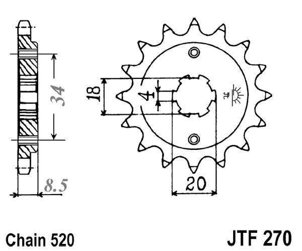 Řetězové kolečko JT JTF 270-14 14 zubů, 520