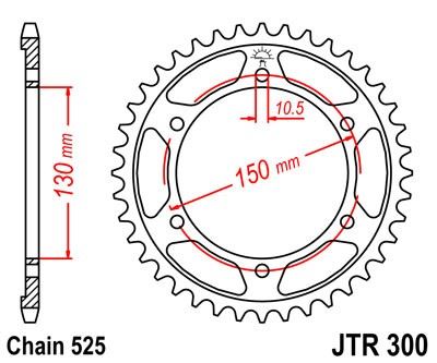 Řetězová rozeta JT JTR 300-43 43 zubů, 525