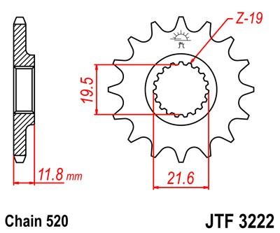 Řetězové kolečko JT JTF 3222-12 12 zubů, 520