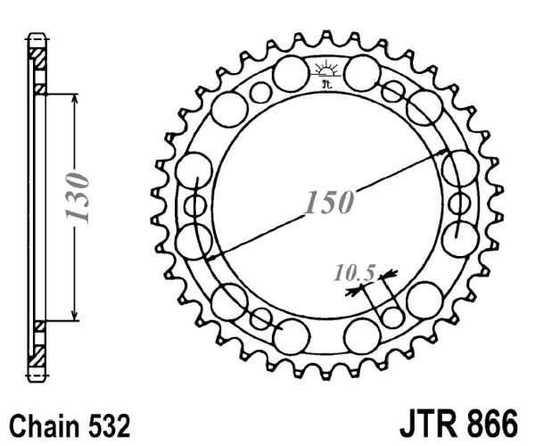 Řetězová rozeta JT JTR 866-46 46 zubů, 532