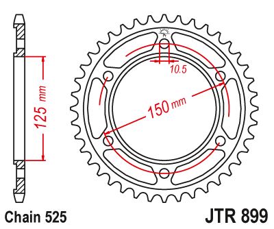 Řetězová rozeta JT JTR 899-42ZBK 42 zubů, 525 Černý zinek