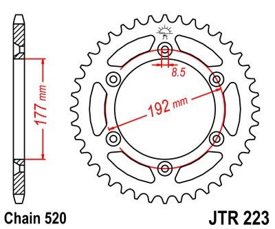 Řetězová rozeta JT JTR 223-53 53 zubů, 520