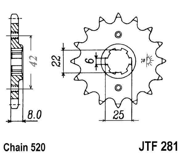 Řetězové kolečko JT JTF 281-15 15 zubů, 520