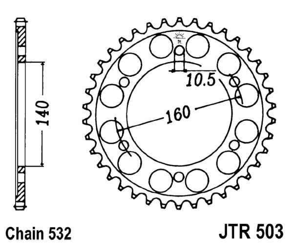 Řetězová rozeta JT JTR 503-45 45 zubů, 532