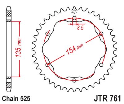 Řetězová rozeta JT JTR 761-43 43 zubů, 525