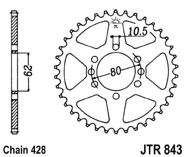 Řetězová rozeta JT JTR 843-49 49 zubů, 428