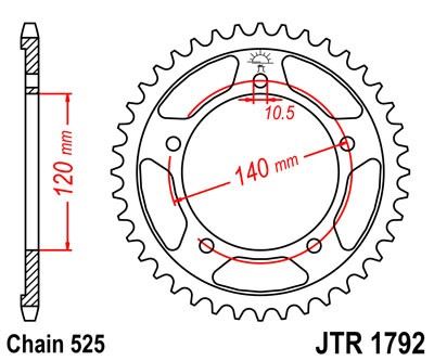 Řetězová rozeta JT JTR 1792-44 44 zubů, 525