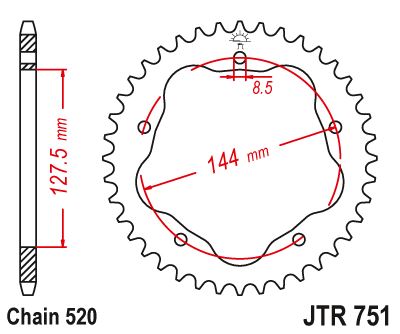 Řetězová rozeta JT JTR 751-42 42 zubů, 520