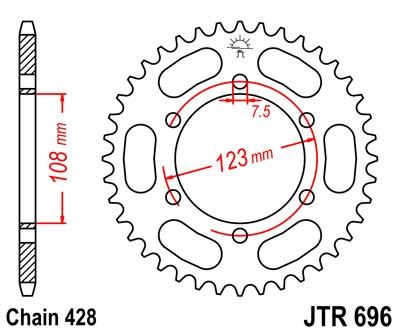 Řetězová rozeta JT JTR 696-50 50 zubů, 428