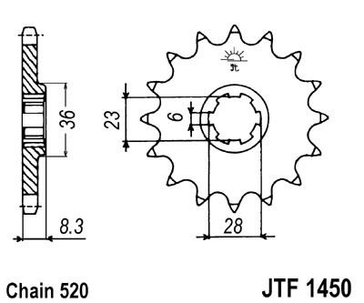 Řetězové kolečko JT JTF 1450-14 14 zubů, 520