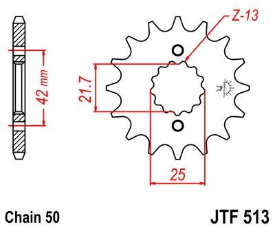 Řetězové kolečko JT JTF 513-13 13 zubů, 530