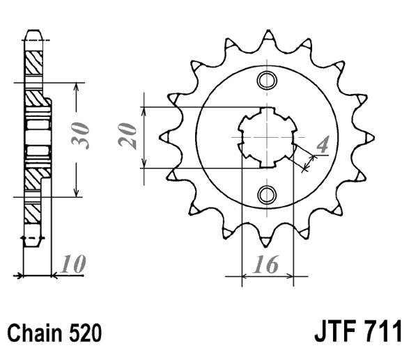 Řetězové kolečko JT JTF 711-14 14 zubů, 520