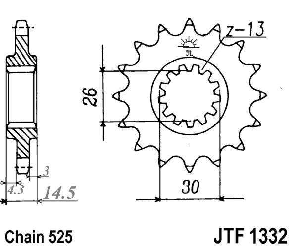 Řetězové kolečko JT JTF 1332-15RB 15 zubů, 525
