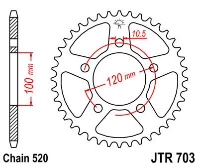 Řetězová rozeta JT JTR 703-44 44 zubů, 520