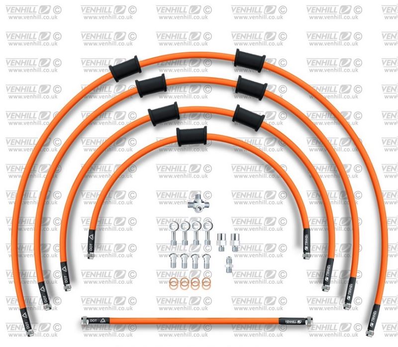 STANDARD Hadice přední brzdy sada Venhill POWERHOSEPLUS SUZ-5007FS-OR (5hadic v sadě) oranžové hadice, nerezové koncovky