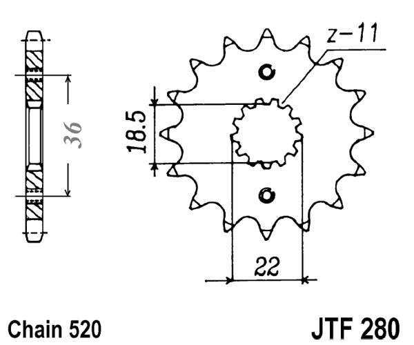 Řetězové kolečko JT JTF 280-13 13 zubů, 520