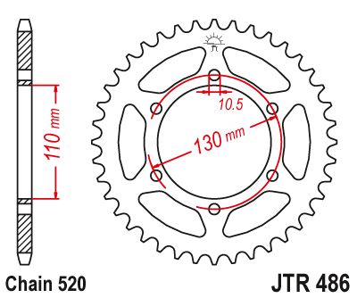 Řetězová rozeta JT JTR 486-42ZBK 42 zubů, 520 Černý zinek