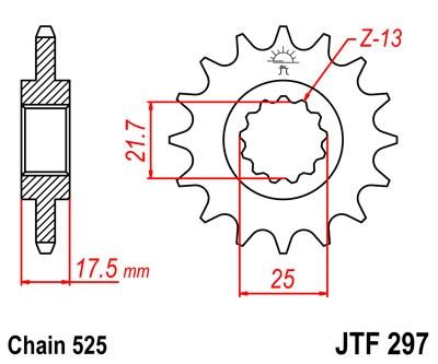 Řetězové kolečko JT JTF 297-14 14 zubů, 525