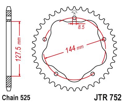 Řetězová rozeta JT JTR 752-42 42 zubů, 525