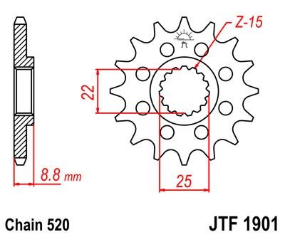 Řetězové kolečko JT JTF 1901-12 12 zubů, 520