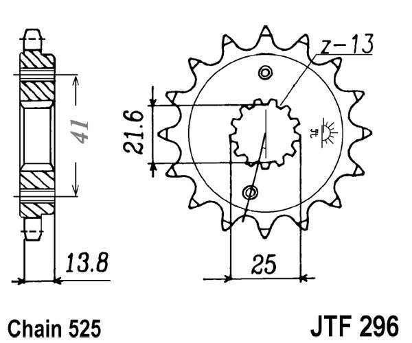 Řetězové kolečko JT JTF 296-15RB 15 zubů, 525 pogumované