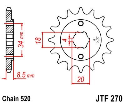 Řetězové kolečko JT JTF 270-13 13 zubů, 520