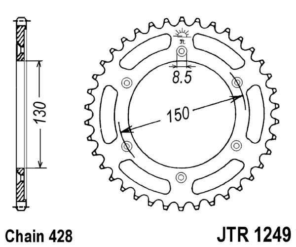 Řetězová rozeta JT JTR 1249-51 51 zubů, 428