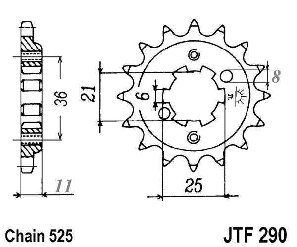 Řetězové kolečko JT JTF 290-15 15 zubů, 525
