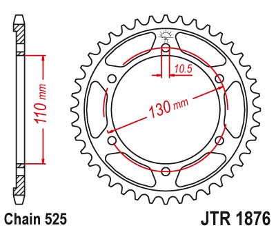 Řetězová rozeta JT JTR 1876-43ZBK 43 zubů, 525 Černý zinek