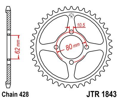 Řetězová rozeta JT JTR 1843-54 54 zubů, 428