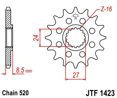 Řetězové kolečko JT JTF 1423-16 16 zubů, 520