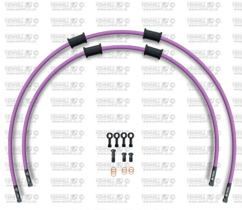 STANDARD Hadice přední brzdy sada Venhill POWERHOSEPLUS YAM-9002FB-PU (2 hadice v sadě) fialové hadice, černé koncovky