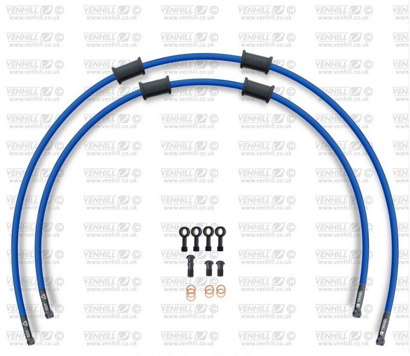 STANDARD Hadice přední brzdy sada Venhill POWERHOSEPLUS SUZ-5010FB-SB (2 hadice v sadě) modré hadice, černé koncovky