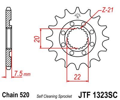 Řetězové kolečko JT JTF 1323-14SC 14 zubů, 520 Samočistící, Nízká hmotnost