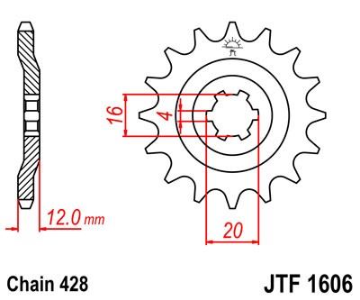 Řetězové kolečko JT JTF 1606-14 14 zubů, 428