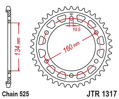 Řetězová rozeta JT JTR 1317-40 40 zubů, 525