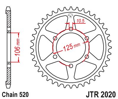 Řetězová rozeta JT JTR 2020-41 41 zubů, 520