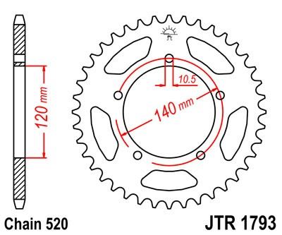 Řetězová rozeta JT JTR 1793-45 45 zubů, 520