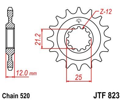 Řetězové kolečko JT JTF 823-12 12 zubů, 520