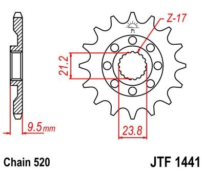 Řetězové kolečko JT JTF 1441-15 15 zubů, 520